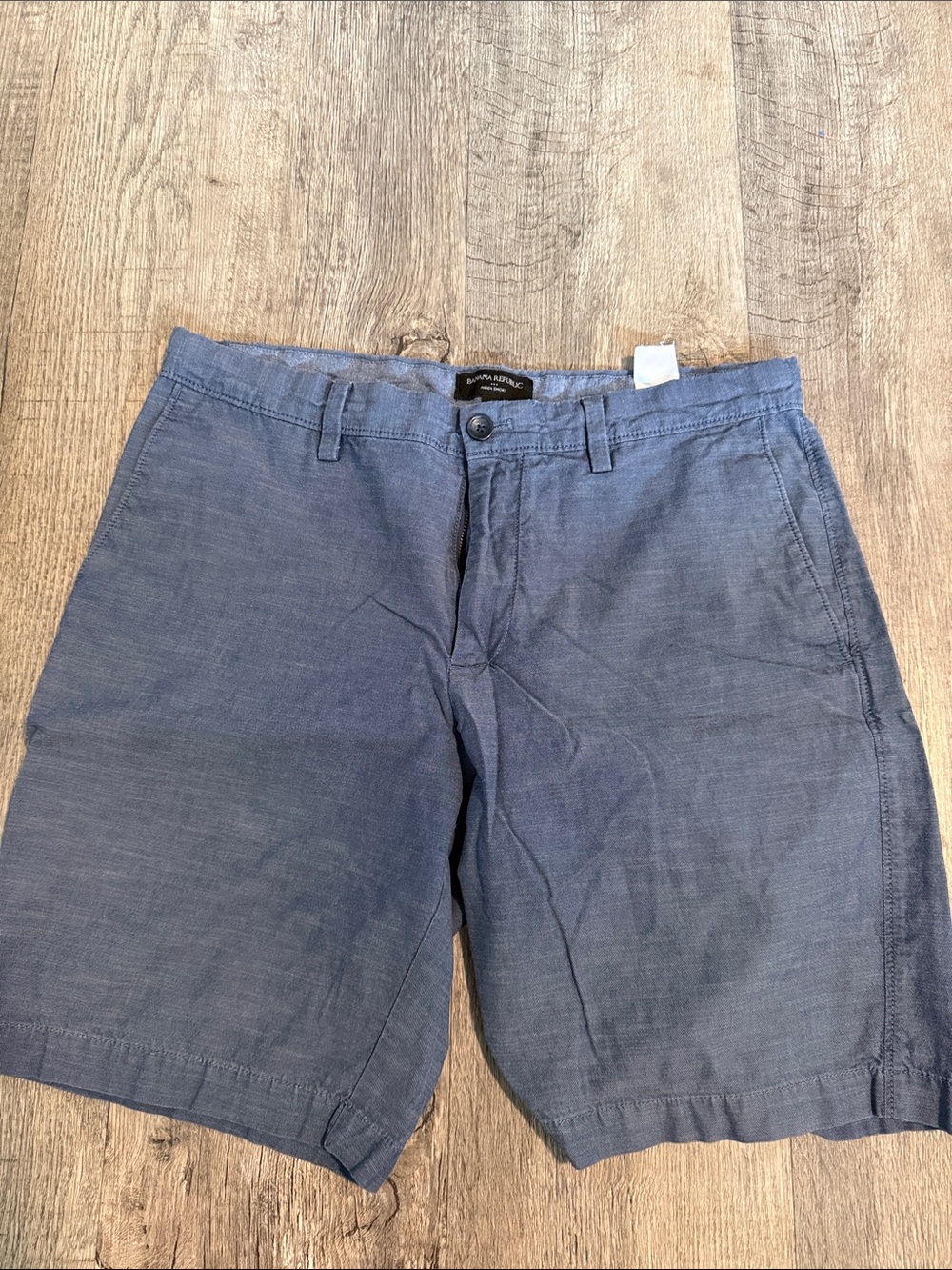 Banana Republic Slate Blue Linen-Blend Flat Front Shorts